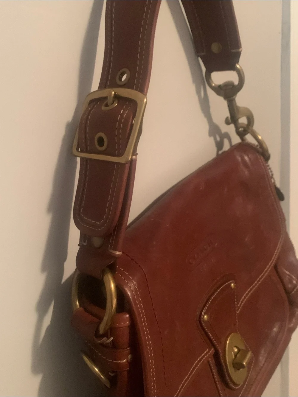 RARE Coach Legscy Ali Brown Leather Turnlock Shoulder Bag - Picture 8 of 9